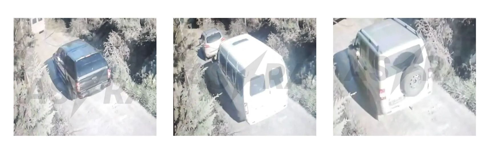 The three vehicles that arrived at Orlov’s dacha on Dec. 4, 2025.