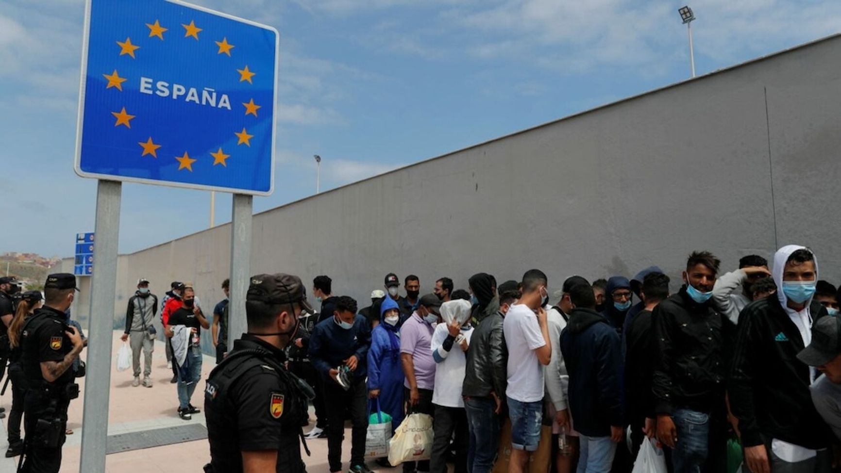 A queue at the border in Ceuta, Spain's African exclave