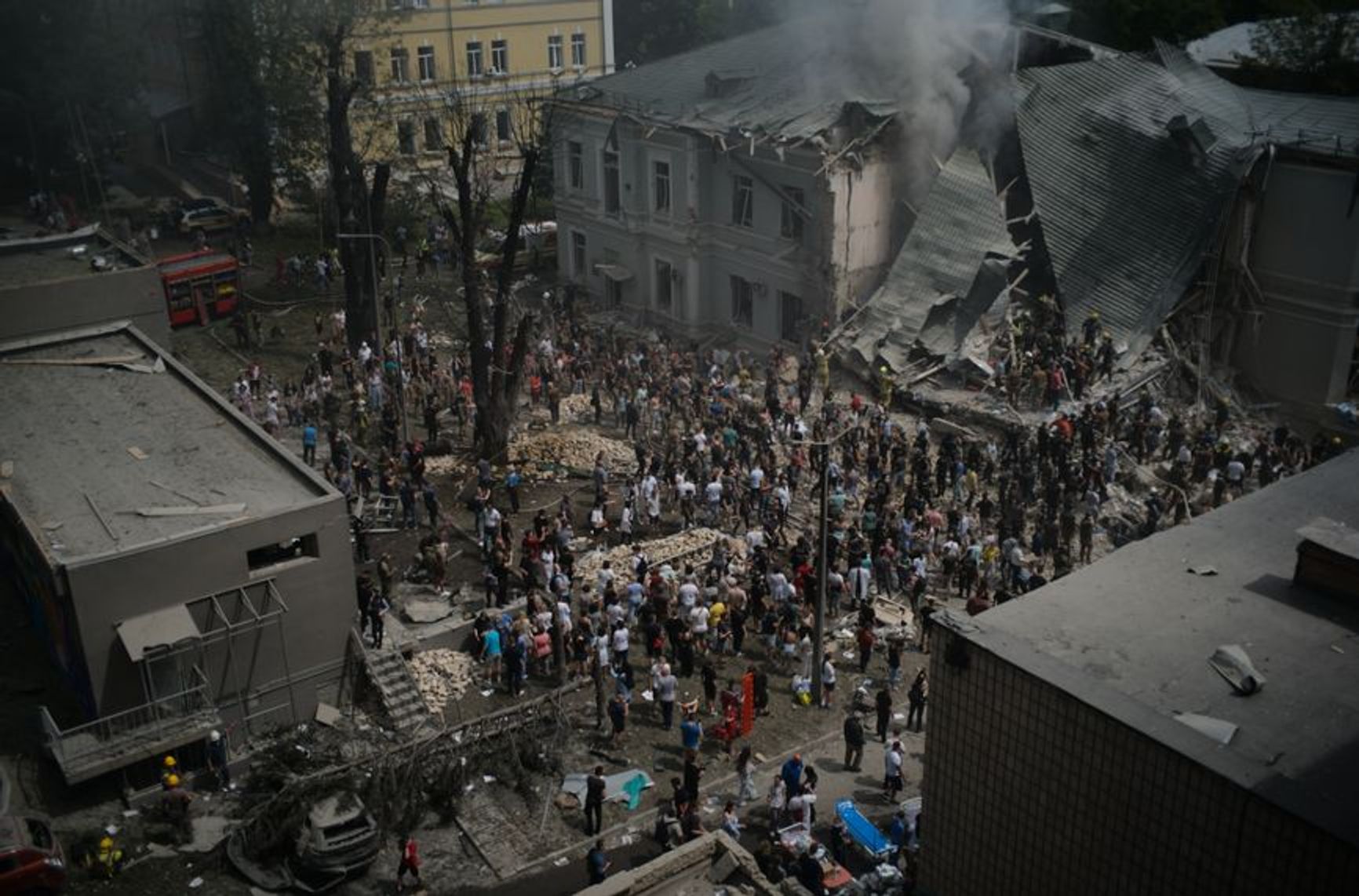 Aftermath of the missile strike on the Okhmatdyt children's hospital in Kyiv, July 8, 2024