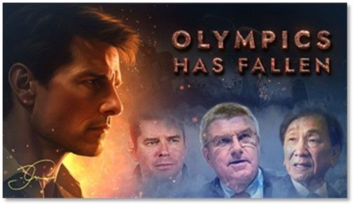 Кадр из фальшивого документального фильма «Олимпиада пала»