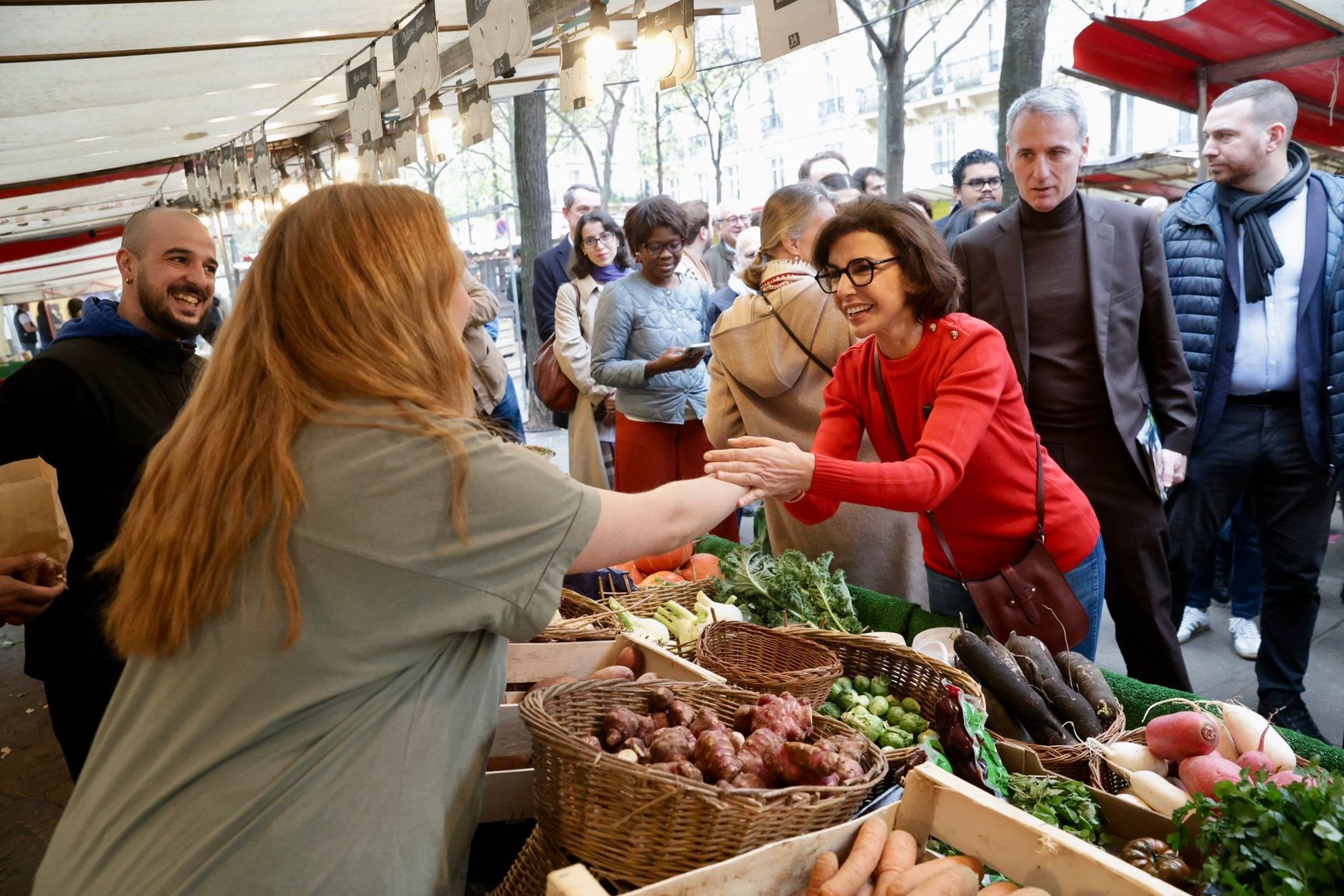 Rachida Dati at a market in Paris 