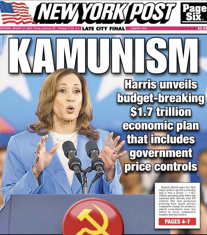 Meanwhile, the New York Post (part of Rupert Murdoch's media empire, which supports Trump) ran the headline “Kamunism.”