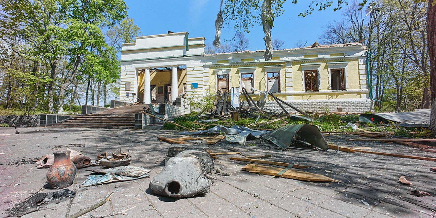 The remaining exterior walls of the museum