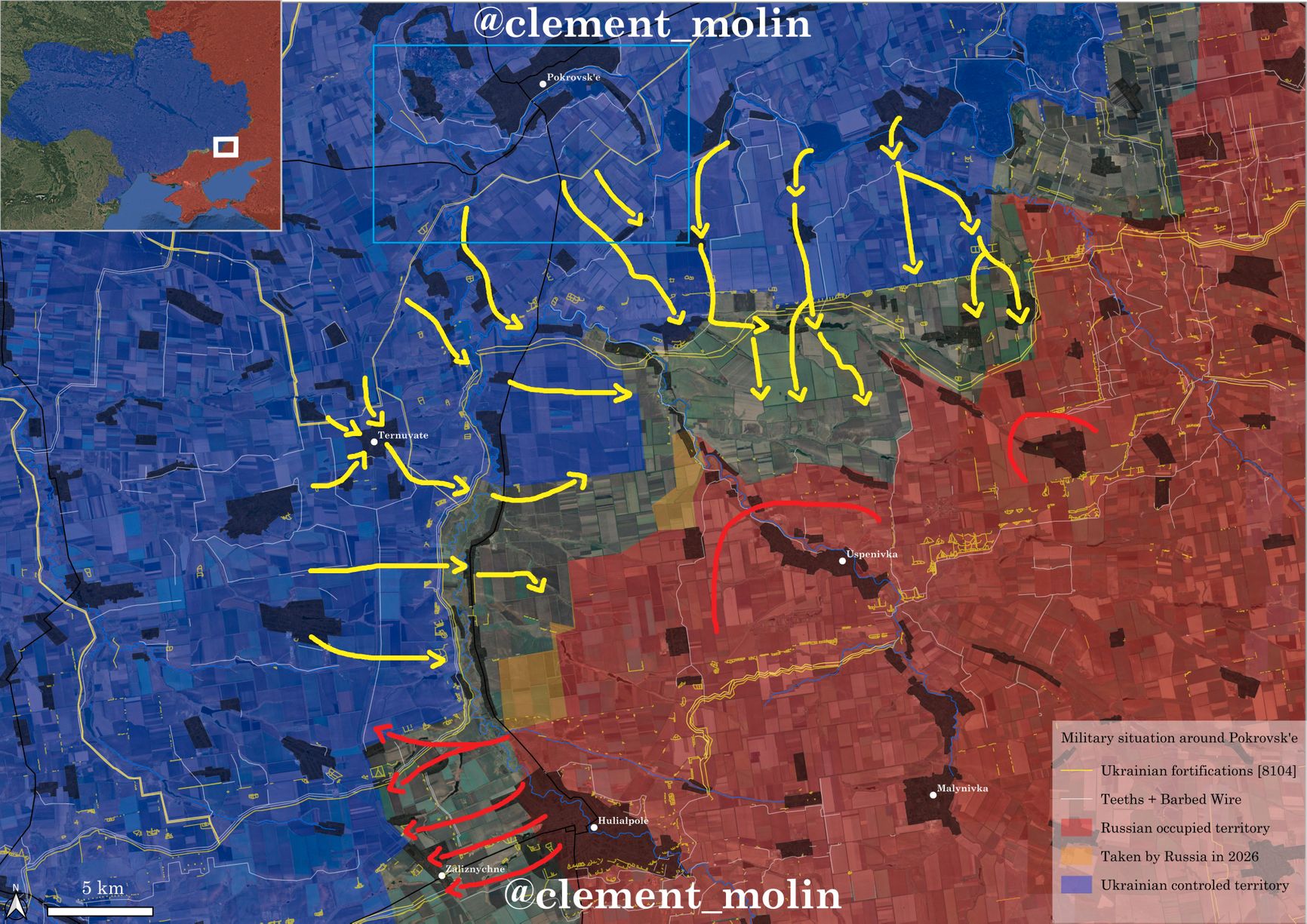 Ситуация на южно-донецком направлении по версии исследователя под ником Clément Molin
