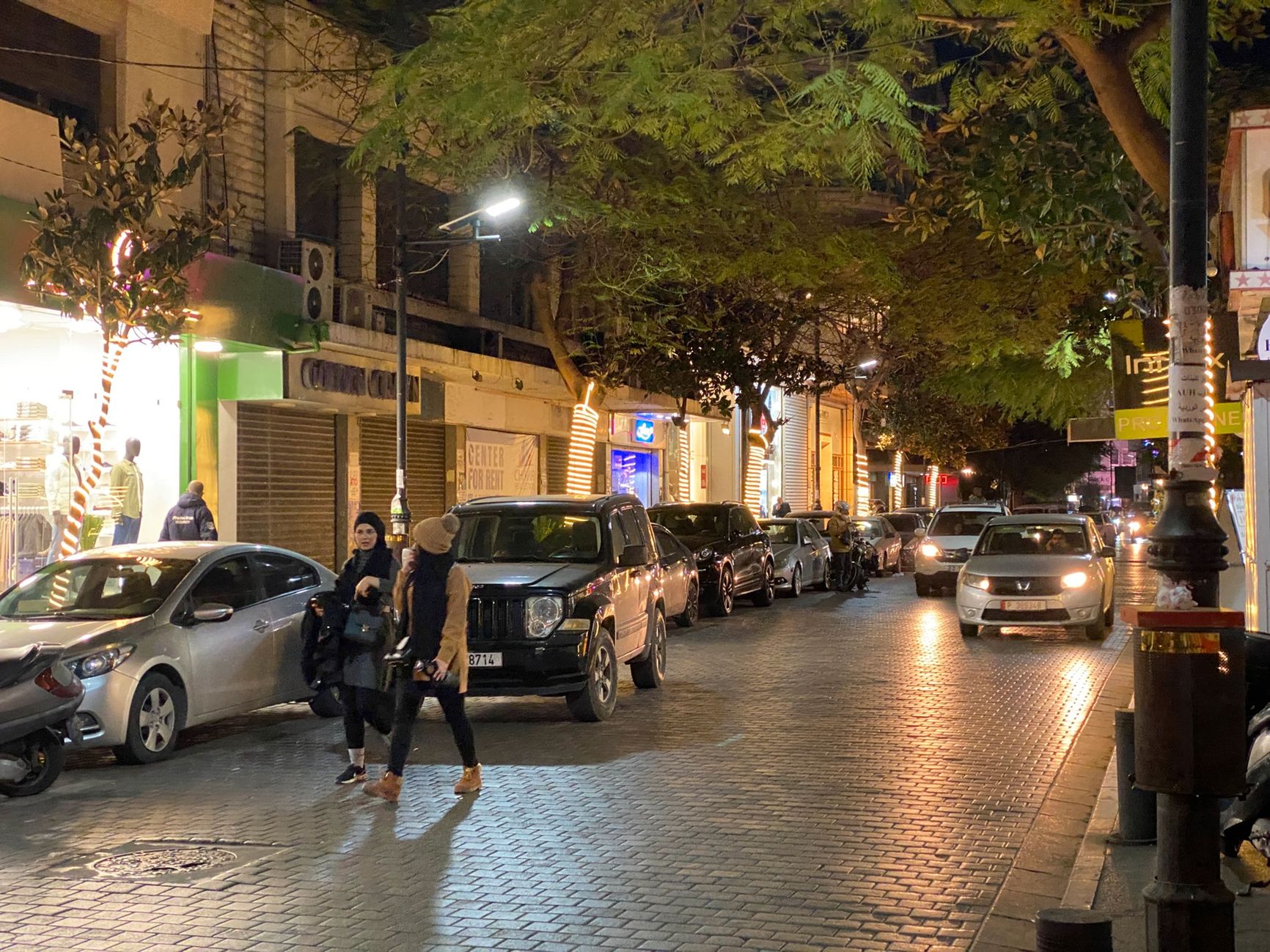 Hamra, Beirut's main street. Some of the retail stores are closed